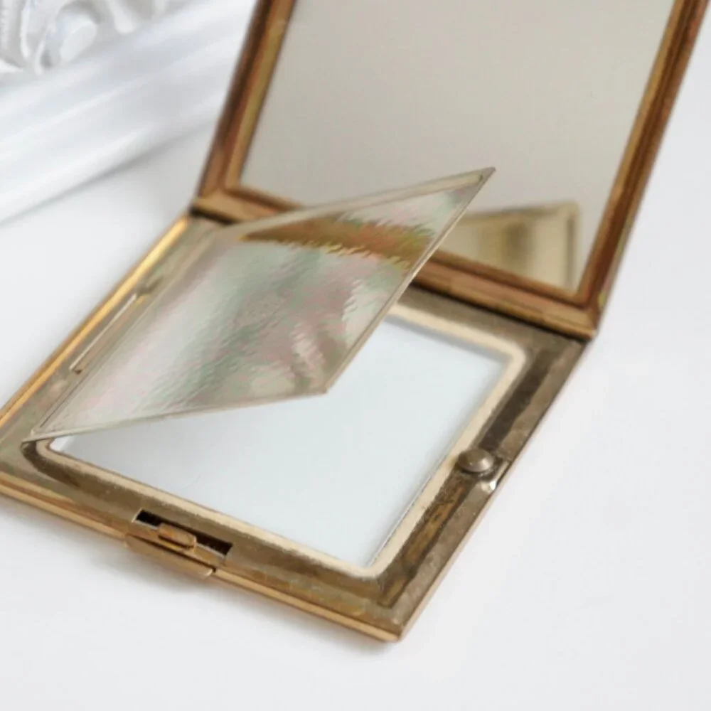 Antique Art Deco Evans Brass Makeup Mirrored Compact